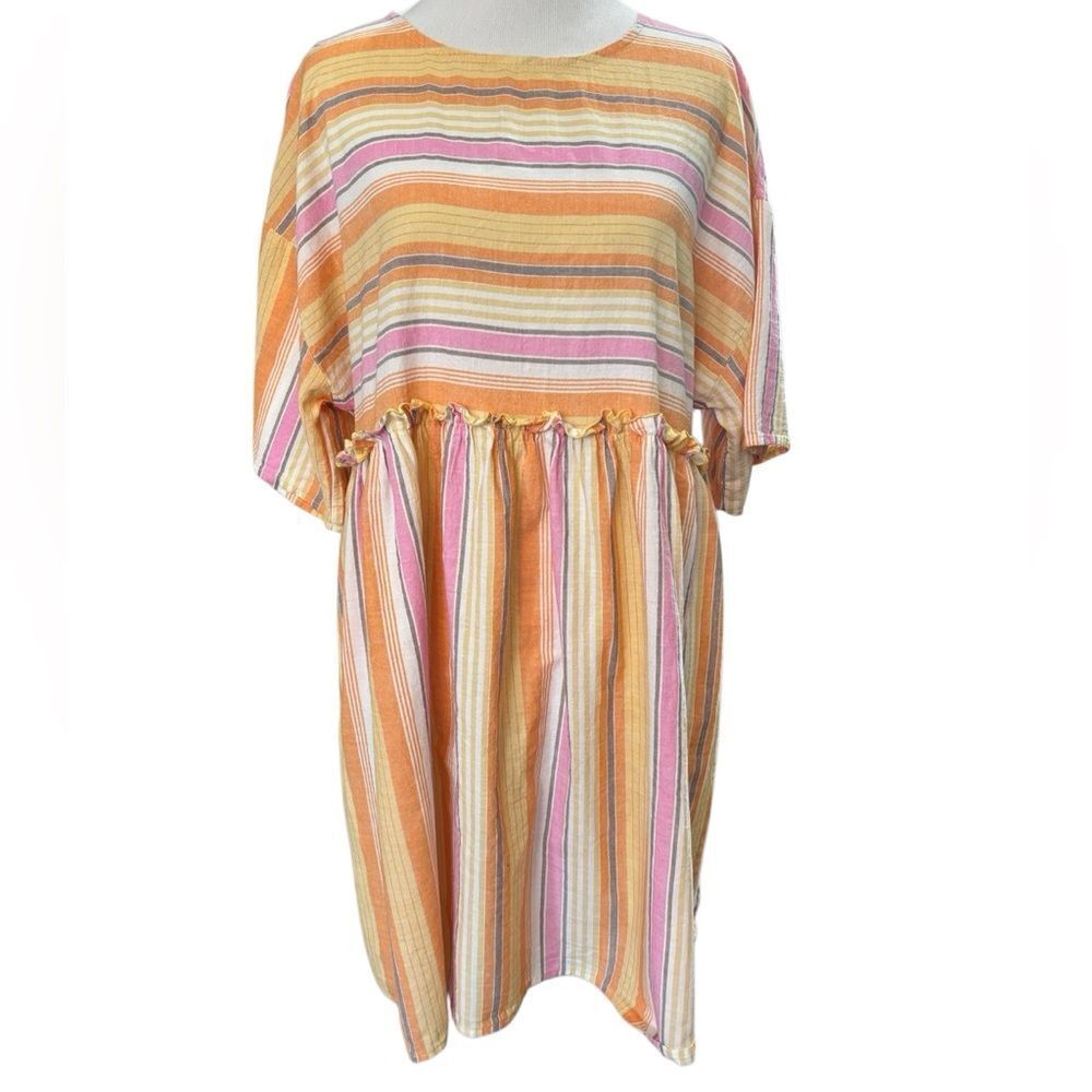 SHEIN Striped Babydoll Dress Medium Oversized Boho Summer Dress